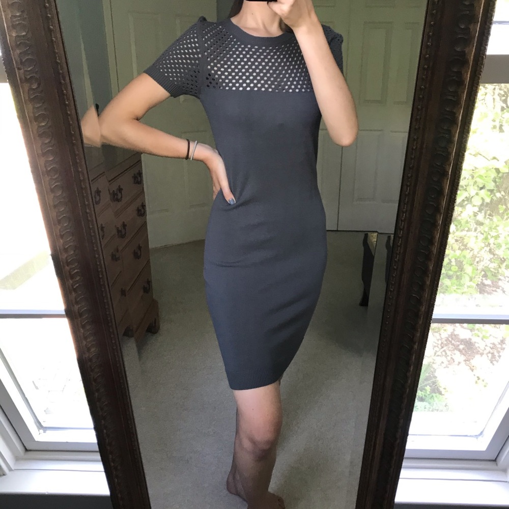 Milly New York Grey Sweater Dress with Hole Detail